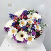 Purple Dream Garden Bouquet - Mixed Purple & White Flowers with Daisies